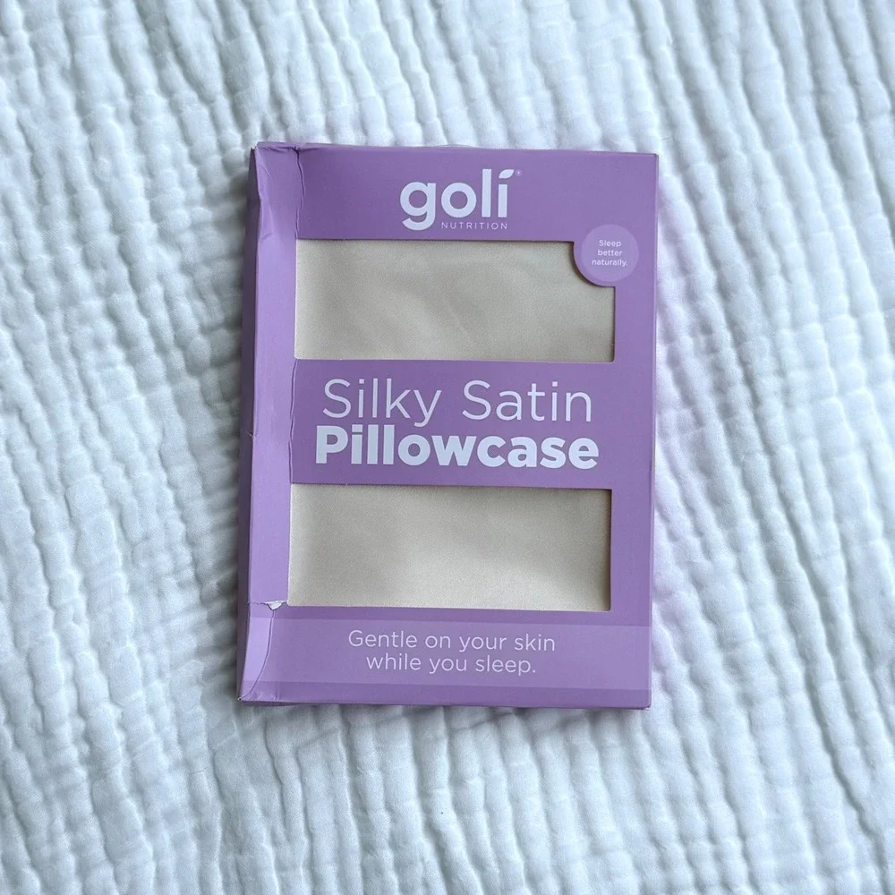 Goli Nutrition Silky Satin Pillowcase Champagne Cream Hair Skin Beauty NIB
